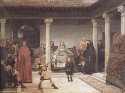 Alma-Tadema, Sir Lawrence The Education of the Children of Clovis (mk23) Spain oil painting art